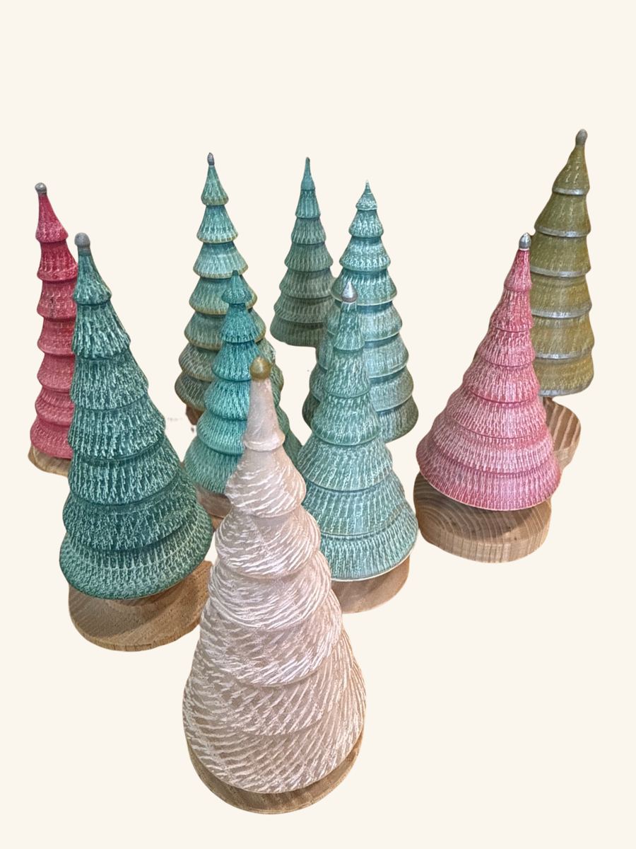 Hand-turned wooden trees